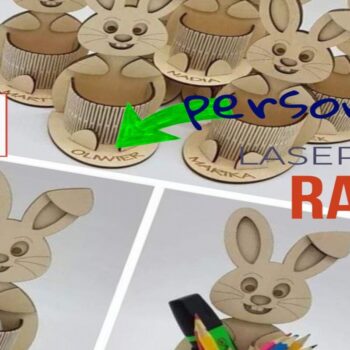 Intra απο ξύλο plywood 3mm-4mm πάχος - Easter Bunny Personalized Desk Organizer Δίασταση 4x4 cm INTRAFABR-114245726 - Image 1