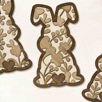 Intra απο ξύλο plywood 3mm-4mm πάχος - Σετ Πασχαλινό Λαγουδάκι, Διακόσμηση πολλαπλών στρώσεων Δίασταση 34x7 cm INTRAFABR-89557953 - Image 1