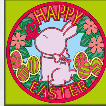 Intra απο ξύλο plywood 3mm-4mm πάχος - Σιλουέτα κρικετών Shadowbox Easter Bunny Δίασταση 15x15 cm INTRAFABR-103587593 - Image 1