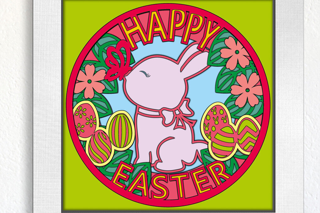 Intra απο ξύλο plywood 3mm-4mm πάχος - Σιλουέτα κρικετών Shadowbox Easter Bunny Δίασταση 15x15 cm INTRAFABR-103587593