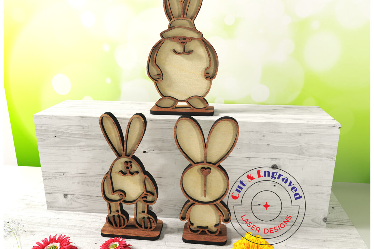 Intra απο ξύλο plywood 3mm-4mm πάχος - Πασχαλινό λαγουδάκι Δίασταση 15x15 cm INTRAFABR-26443337