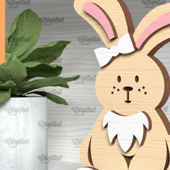 Intra απο ξύλο plywood 3mm-4mm πάχος - Πασχαλινό λαγουδάκι . Τρισδιάστατη  Δίασταση 15x15 cm INTRAFABR-91366206 - Image 1