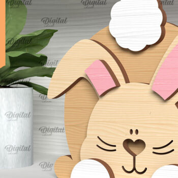 Intra απο ξύλο plywood 3mm-4mm πάχος - Πασχαλινό λαγουδάκι . Τρισδιάστατη  Δίασταση 15x15 cm INTRAFABR-91365349 - Image 1