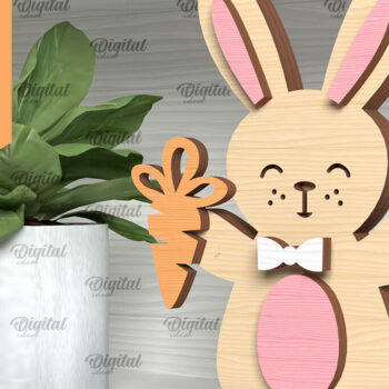 Intra απο ξύλο plywood 3mm-4mm πάχος - Πασχαλινό λαγουδάκι . Τρισδιάστατη  Δίασταση 15x15 cm INTRAFABR-91365494 - Image 1