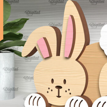 Intra απο ξύλο plywood 3mm-4mm πάχος - Πασχαλινό λαγουδάκι . Τρισδιάστατη  Δίασταση 15x15 cm INTRAFABR-91365897 - Image 1