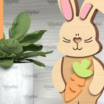 Intra απο ξύλο plywood 3mm-4mm πάχος - Πασχαλινό λαγουδάκι . Τρισδιάστατη  Δίασταση 15x15 cm INTRAFABR-91366135 - Image 1