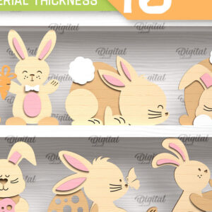 Intra απο ξύλο plywood 3mm-4mm πάχος - Πακέτο κοπής με λέιζερ σημαδιών Πάσχας λαγουδάκι Δίασταση 15x15 cm INTRAFABR-91366903