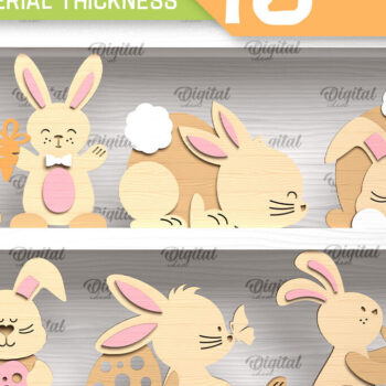 Intra απο ξύλο plywood 3mm-4mm πάχος - Πακέτο κοπής με λέιζερ σημαδιών Πάσχας λαγουδάκι Δίασταση 15x15 cm INTRAFABR-91366903 - Image 1