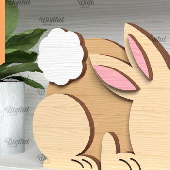 Intra απο ξύλο plywood 3mm-4mm πάχος - Πακέτο κοπής με λέιζερ σημαδιών Πάσχας λαγουδάκι Δίασταση 15x15 cm INTRAFABR-91366903 - Image 3