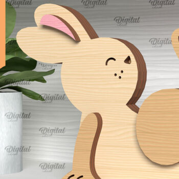 Intra απο ξύλο plywood 3mm-4mm πάχος - Πακέτο κοπής με λέιζερ σημαδιών Πάσχας λαγουδάκι Δίασταση 15x15 cm INTRAFABR-91366903 - Image 5