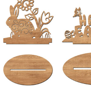 Intra απο ξύλο plywood 3mm-4mm πάχος - Κοπές λέιζερ Easter Bunny Standees Δίασταση 6x6 cm INTRAFABR-113753884