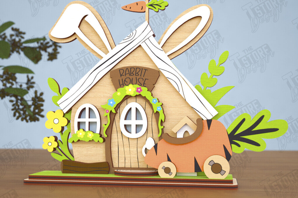 Intra απο ξύλο plywood 3mm-4mm πάχος - Πασχαλινό λαγουδάκι Standing House|Διακόσμηση Πάσχας Δίασταση 15x15 cm INTRAFABR-116407251