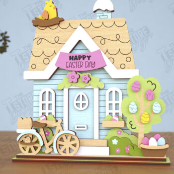 Intra απο ξύλο plywood 3mm-4mm πάχος - Πασχαλινό λαγουδάκι Standing House|Διακόσμηση Πάσχας Δίασταση 15x15 cm INTRAFABR-116407255 - Image 1