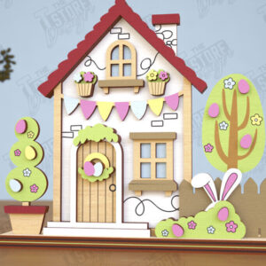 Intra απο ξύλο plywood 3mm-4mm πάχος - Πασχαλινό λαγουδάκι Standing House|Διακόσμηση Πάσχας Δίασταση 15x15 cm INTRAFABR-116407271