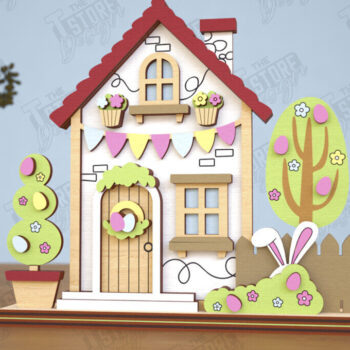 Intra απο ξύλο plywood 3mm-4mm πάχος - Πασχαλινό λαγουδάκι Standing House|Διακόσμηση Πάσχας Δίασταση 15x15 cm INTRAFABR-116407271 - Image 1