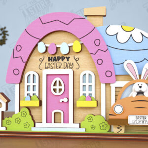 Intra απο ξύλο plywood 3mm-4mm πάχος - Πασχαλινό λαγουδάκι Standing House|Διακόσμηση Πάσχας Δίασταση 15x15 cm INTRAFABR-116407302