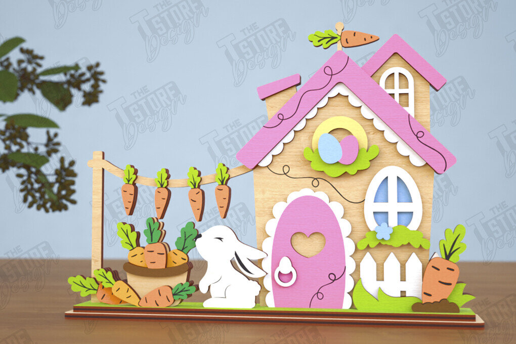 Intra απο ξύλο plywood 3mm-4mm πάχος - Πασχαλινό λαγουδάκι Standing House|Διακόσμηση Πάσχας Δίασταση 15x15 cm INTRAFABR-116407308