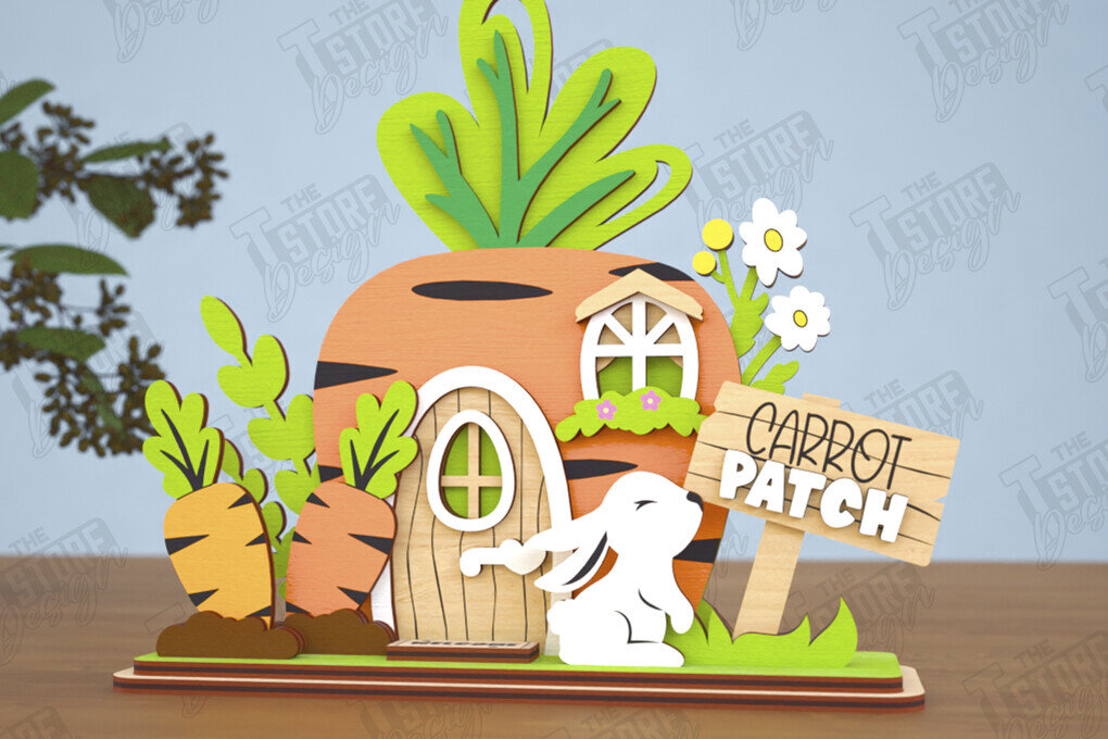 Intra απο ξύλο plywood 3mm-4mm πάχος - Πασχαλινό λαγουδάκι Standing House|Διακόσμηση Πάσχας Δίασταση 15x15 cm INTRAFABR-116407200