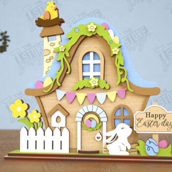 Intra απο ξύλο plywood 3mm-4mm πάχος - Πασχαλινό λαγουδάκι Standing Houses Bundle |CNC Δίασταση 15x15 cm INTRAFABR-116407605 - Image 2