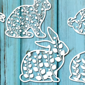 Intra απο ξύλο plywood 3mm-4mm πάχος - Πασχαλινό λαγουδάκι , Paper Cut  Δίασταση 15x15 cm INTRAFABR-26004852