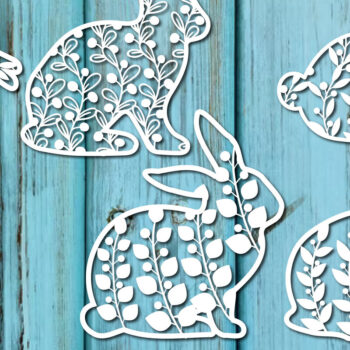 Intra απο ξύλο plywood 3mm-4mm πάχος - Πασχαλινό λαγουδάκι , Paper Cut  Δίασταση 15x15 cm INTRAFABR-26004852 - Image 1