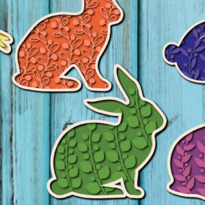 Intra απο ξύλο plywood 3mm-4mm πάχος - Πασχαλινό λαγουδάκι , Paper Cut  Δίασταση 15x15 cm INTRAFABR-26004673