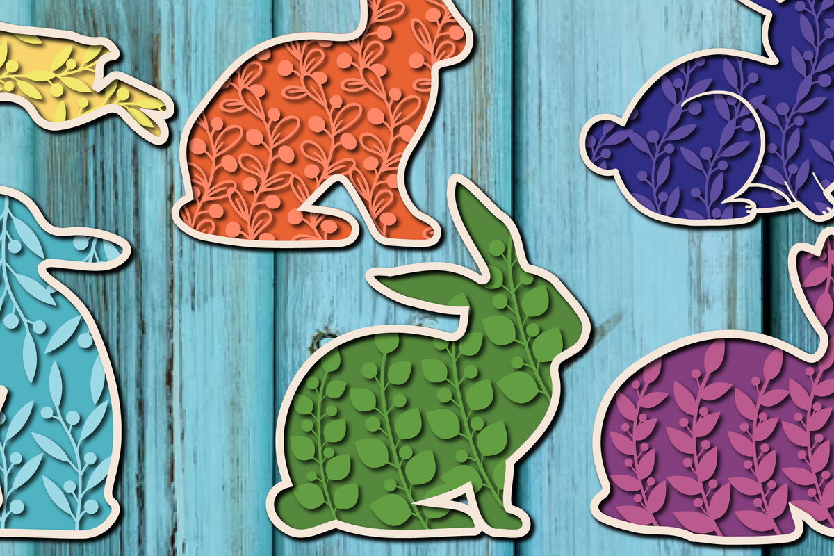 Intra απο ξύλο plywood 3mm-4mm πάχος - Πασχαλινό λαγουδάκι , Paper Cut  Δίασταση 15x15 cm INTRAFABR-26004673