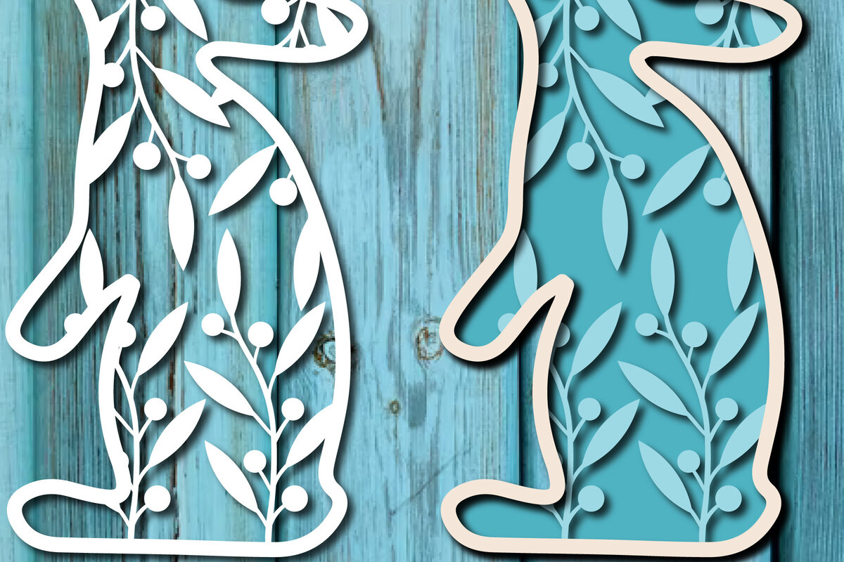 Intra απο ξύλο plywood 3mm-4mm πάχος - Easter Bunny , Layer Paper Cut  Δίασταση 15x15 cm INTRAFABR-26003640