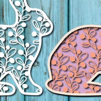 Intra απο ξύλο plywood 3mm-4mm πάχος - Easter Bunny , Layer Paper Cut Δίασταση 15x15 cm INTRAFABR-26000538 - Image 1