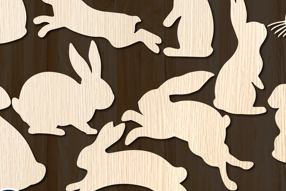 Intra απο ξύλο plywood 3mm-4mm πάχος - Πακέτο υ κομμένου χαρτιού Easter Bunny  Δίασταση 15x15 cm INTRAFABR-25108625