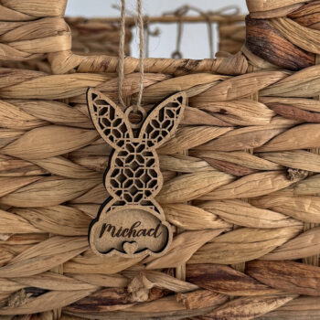 Intra απο ξύλο plywood 3mm-4mm πάχος - Πακέτο ετικετών πασχαλινό λαγουδάκι Δίασταση 4x7 cm INTRAFABR-115596910 - Image 2