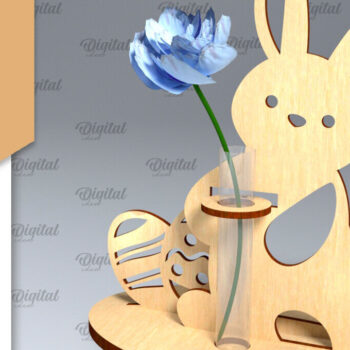 Intra απο ξύλο plywood 3mm-4mm πάχος - Πασχαλινό βάζο για λαγουδάκι . Πασχαλινό Βάζο Laser Δίασταση 15x15 cm INTRAFABR-92465999 - Image 1