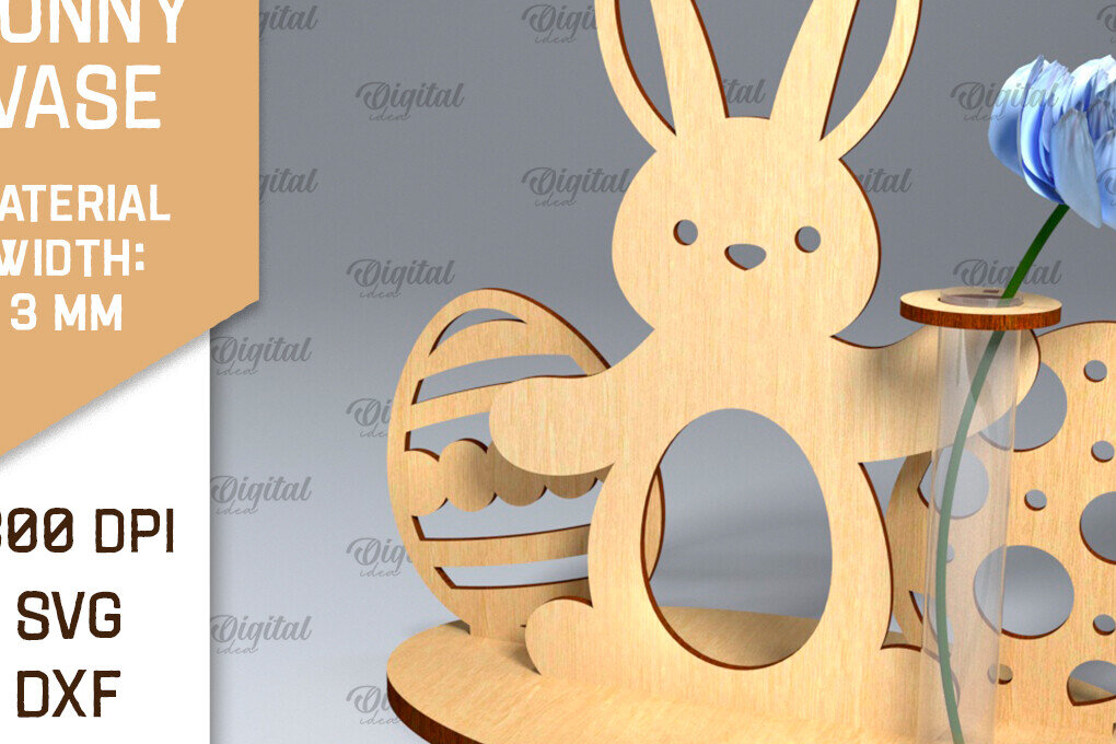 Intra απο ξύλο plywood 3mm-4mm πάχος - Πασχαλινό βάζο για λαγουδάκι . Πασχαλινό Βάζο Laser Δίασταση 15x15 cm INTRAFABR-92465388