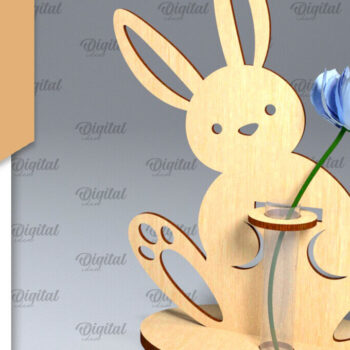 Intra απο ξύλο plywood 3mm-4mm πάχος - Πασχαλινό βάζο για λαγουδάκι . Πασχαλινό Βάζο Laser Δίασταση 15x15 cm INTRAFABR-92465449 - Image 1