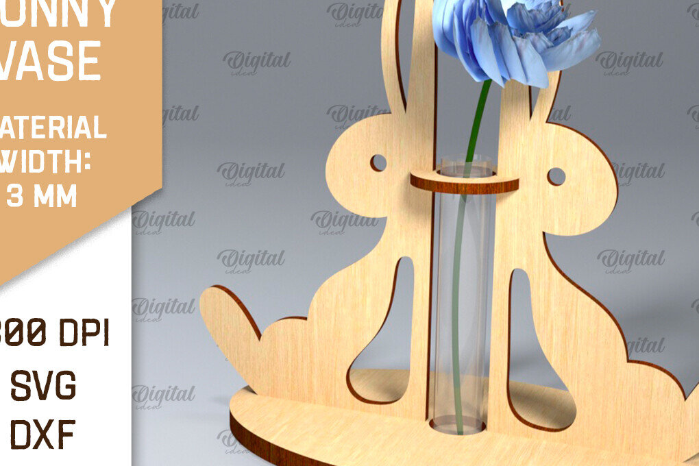 Intra απο ξύλο plywood 3mm-4mm πάχος - Πασχαλινό βάζο για λαγουδάκι . Πασχαλινό Βάζο Laser Δίασταση 15x15 cm INTRAFABR-92465562