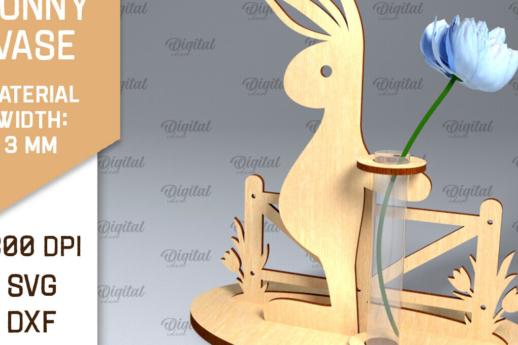 Intra απο ξύλο plywood 3mm-4mm πάχος - Πασχαλινό βάζο για λαγουδάκι . Πασχαλινό Βάζο Laser Δίασταση 15x15 cm INTRAFABR-92465608