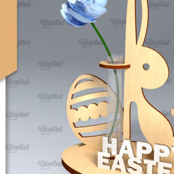 Intra απο ξύλο plywood 3mm-4mm πάχος - Πασχαλινό βάζο για λαγουδάκι . Πασχαλινό Βάζο Laser Δίασταση 15x15 cm INTRAFABR-92465961 - Image 1