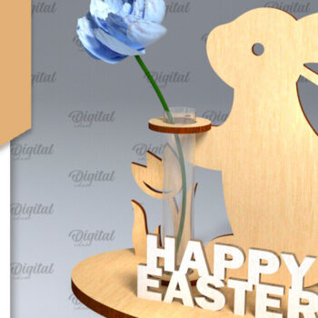 Intra απο ξύλο plywood 3mm-4mm πάχος - Πασχαλινό βάζο για λαγουδάκι . Πασχαλινό Βάζο Laser Δίασταση 15x15 cm INTRAFABR-92465184 - Image 1