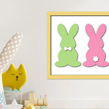 Intra απο ξύλο plywood 3mm-4mm πάχος - Πασχαλινό λαγουδάκι διάνυσμα κοπής με λέιζερ  Δίασταση 15x15 cm INTRAFABR-56159908 - Image 1