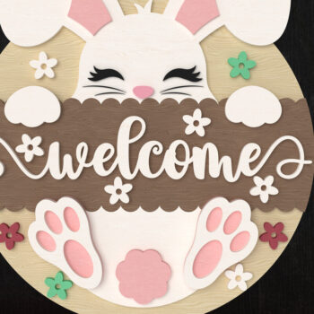 Intra απο ξύλο plywood 3mm-4mm πάχος - Πασχαλινό λαγουδάκι καλωσορίσματος  Δίασταση 6x6 cm INTRAFABR-114466121 - Image 1