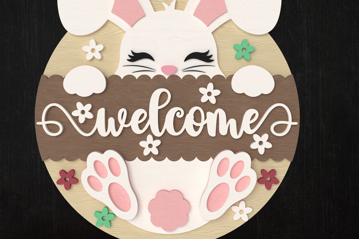 Intra απο ξύλο plywood 3mm-4mm πάχος - Πασχαλινό λαγουδάκι καλωσορίσματος  Δίασταση 6x6 cm INTRAFABR-114466121