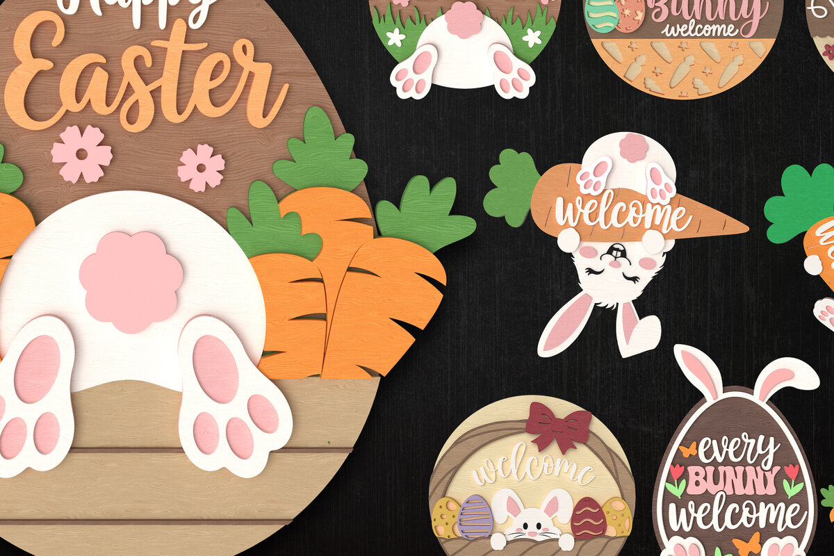 Intra απο ξύλο plywood 3mm-4mm πάχος - Πασχαλινό λαγουδάκι καλωσορίσματος Πακέτο  Δίασταση 6x6 cm INTRAFABR-114466469