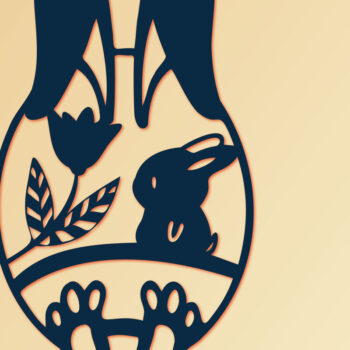 Intra απο ξύλο plywood 3mm-4mm πάχος - Πασχαλινό λαγουδάκι με κομμένο   αυγού Δίασταση 15x15 cm INTRAFABR-116724618 - Image 1