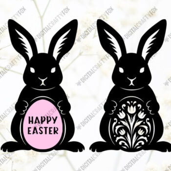 Intra απο ξύλο plywood 3mm-4mm πάχος - Πασχαλινό λαγουδάκι με αυγό  Χαρτοκόψιμο Δίασταση 20x20 cm INTRAFABR-119079695 - Image 1