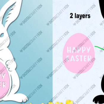 Intra απο ξύλο plywood 3mm-4mm πάχος - Πασχαλινό λαγουδάκι με αυγό  Χαρτοκόψιμο Δίασταση 20x20 cm INTRAFABR-119079695 - Image 3