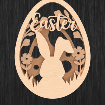 Intra απο ξύλο plywood 3mm-4mm πάχος - Πασχαλινό λαγουδάκι με λουλούδια στολίδι Δίασταση 6x6 cm INTRAFABR-114235738 - Image 1