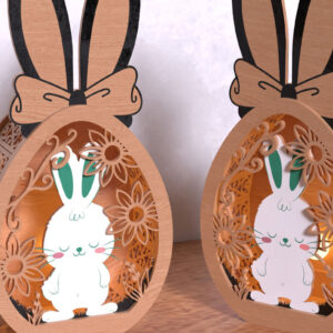 Intra απο ξύλο plywood 3mm-4mm πάχος - Ξύλινο κουτί Easter Bunny – Τρισδιάστατη  Δίασταση 15x15 cm INTRAFABR-118423136