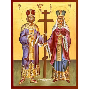 Εικόνα Ορθοδοξίας με περίγραμμα χρυσό σε ξύλο Φλαμουρίας  με  βάση Εικόνα ΑΓΙΟΙ ΚΩΝΣΤΑΝΤΙΝΟΣ ΚΑΙ ΕΛΕΝΗ, ΟΛΟΣΩΜΟΙ Χειροποίητη Ελληνορθόδοξη εικόνα του Ιησού Χριστού, Κρεμαστή πλάκα βυζαντινής τέχνης, χριστιανική τέχνη Διάσταση 40x30 cm (10,2x7,9 ίντσες)  INTRAEK-1447757865155 - Image 1