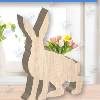 Intra απο ξύλο plywood 3mm-4mm πάχος - Πασχαλινό λαγουδάκι Ξύλινη διακόσμηση με λέιζερ Δίασταση 15x15 cm INTRAFABR-118835755 - Image 1