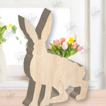 Intra απο ξύλο plywood 3mm-4mm πάχος - Πασχαλινό λαγουδάκι Ξύλινη διακόσμηση με λέιζερ Δίασταση 15x15 cm INTRAFABR-118835755 - Image 2